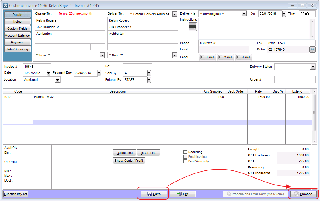 Posting Invoices Infusion Business Software