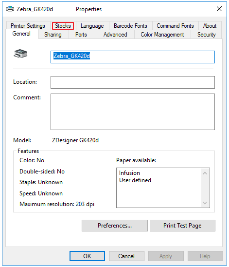 Subsidie Birma betalen Label Printer Settings for ZDesigner – Infusion Business Software