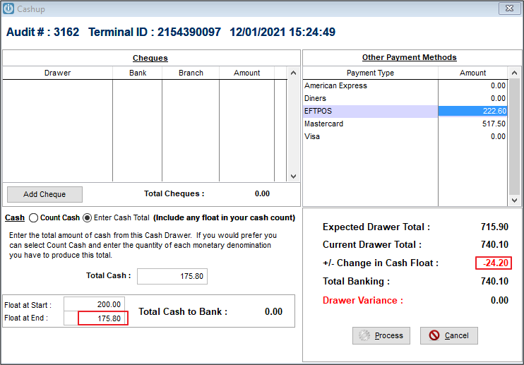POS Float Changes Infusion Business Software