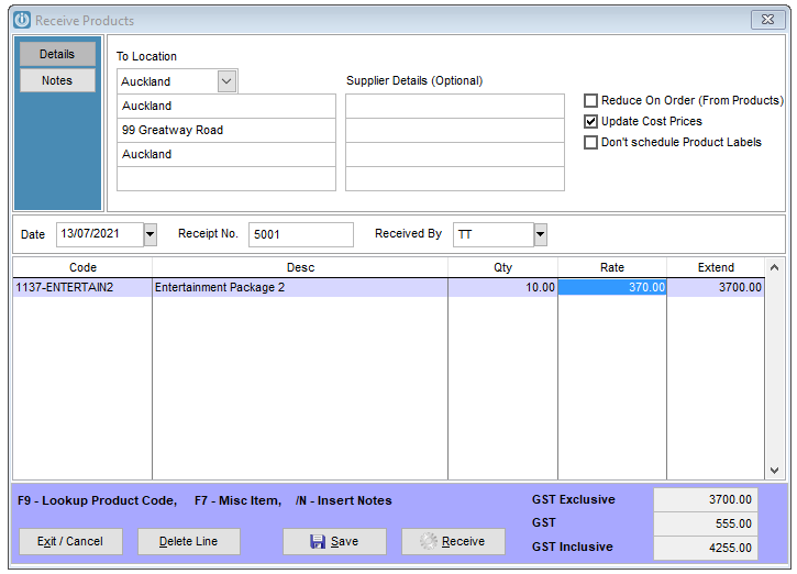 Generating a Use When Received into Stock Kitset – Infusion Business ...